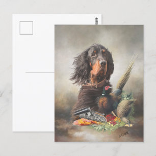 Carte Postale Gordon setter avec faisans, Art