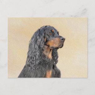 Carte Postale Gordon Setter Peinture - Joli art original chien