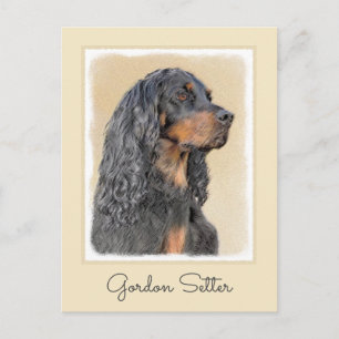 Carte Postale Gordon Setter Peinture - Joli art original chien