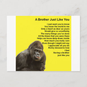 Carte Postale Gorilla Design - Poème Frère