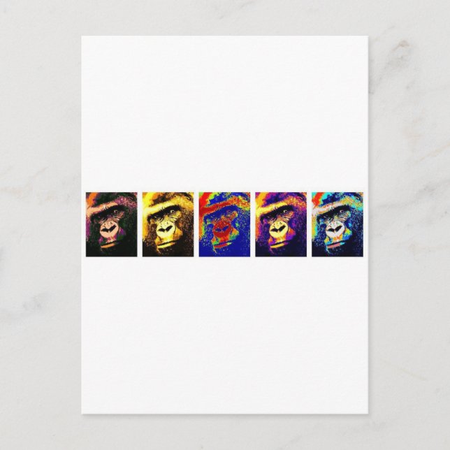 Carte Postale Gorillas Pop Art (Devant)