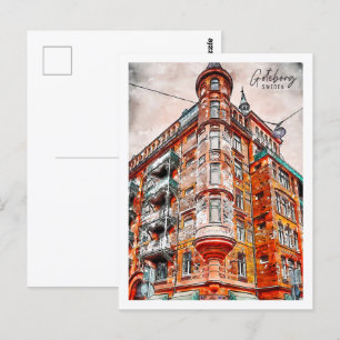 Carte Postale Goteborg Suède Travel Place Watercolor