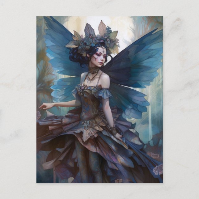 Carte Postale Goth Dark Fairy Girl Imaginaire Art (Devant)