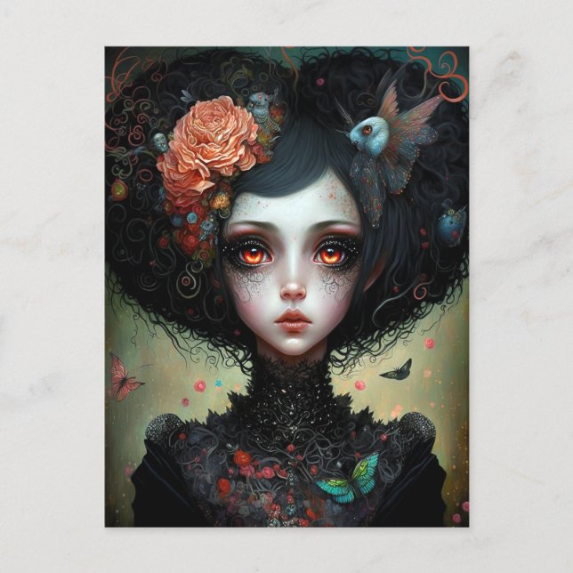 Carte Postale Goth Déplaisant mignonne fille gothique (Devant)