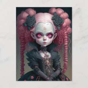 Carte Postale Goth Girl Rose Noir Déplaisant mignon