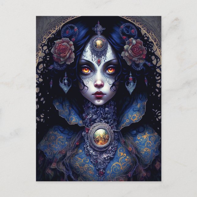 Carte Postale Goth Lady Imaginaire gothique Art (Devant)
