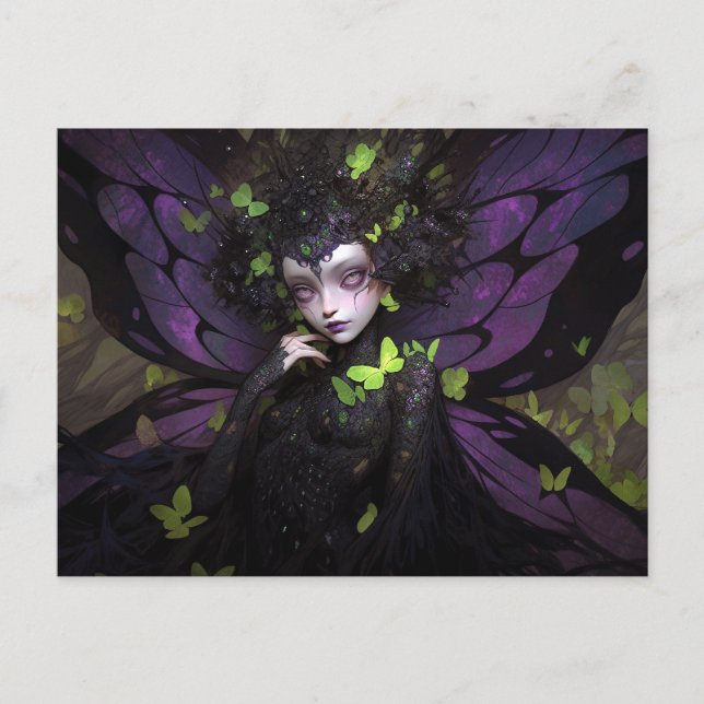 Carte Postale Goth Purple Fairy Girl Imaginaire Art (Devant)