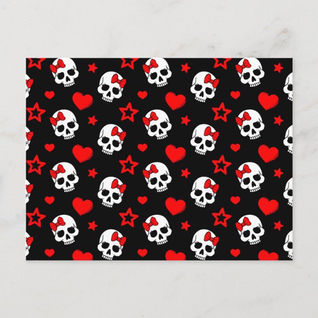 Carte Postale Goth Skulls & Hearts (Devant)