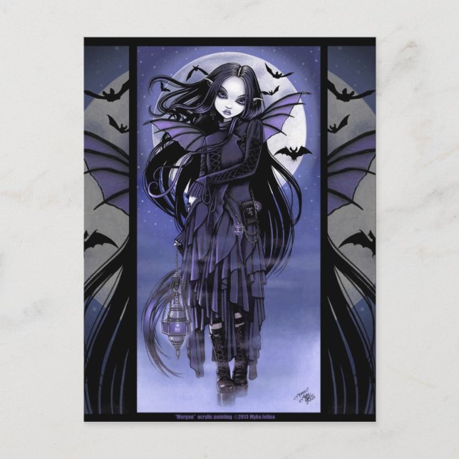 Carte Postale Goth Vampire Bat Fée Purple Moon Morgan Postcad (Devant)