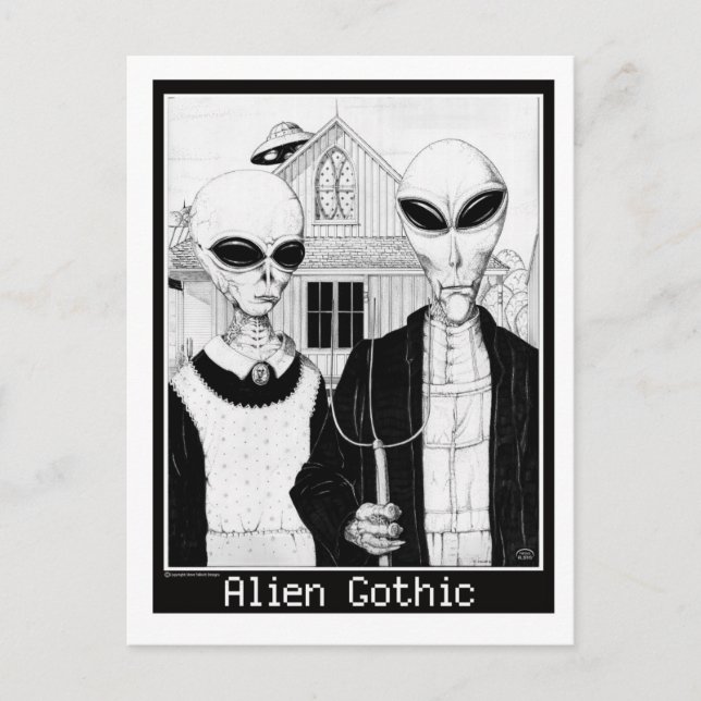 Carte Postale gothique américain, portraits Aliens, Aliens (Devant)