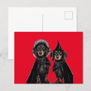 Carte Postale Gothique Dachshund Halloween