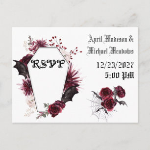 Carte Postale Gothique Goth Bats Dark Invitation Mariage RSVP