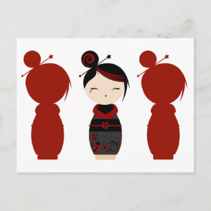 Carte Postale Gothique Kokeshi x4