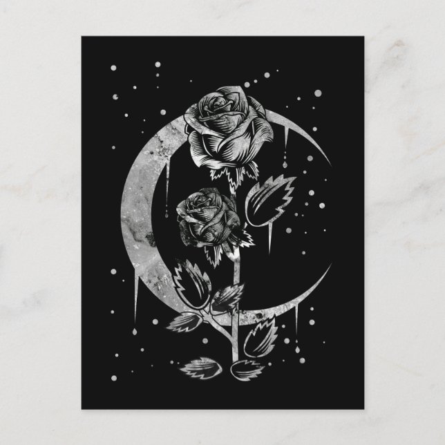 Carte Postale Gothique Moon Rose Croissant de cuisine Art (Devant)