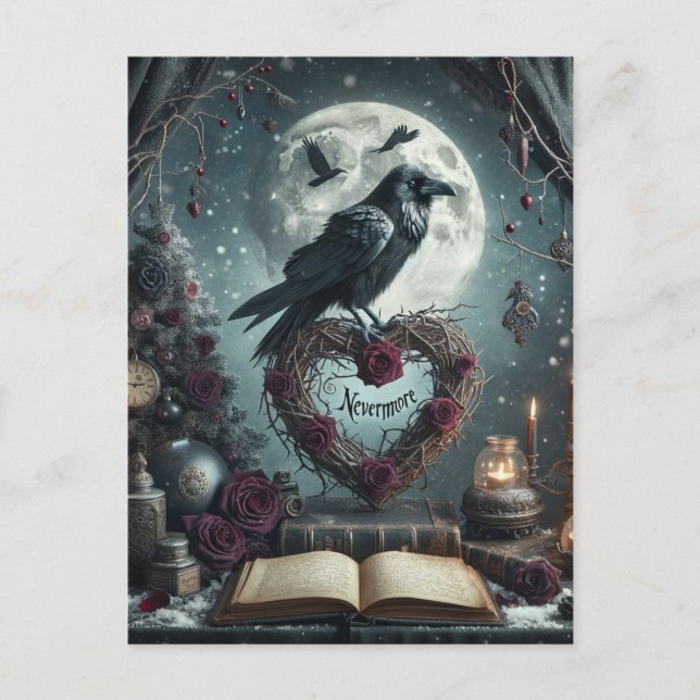 Carte Postale Gothique Nevermore Raven (Devant)
