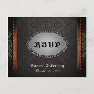 Carte postale gothique orange grise noire de