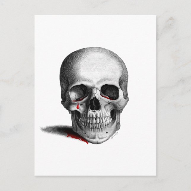 Carte Postale Gothique Pleure Crâne Horreur Larmes de sang Imagi (Devant)