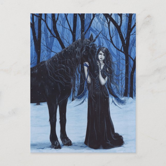 Carte postale gothique Unicorn et Fairy (Devant)
