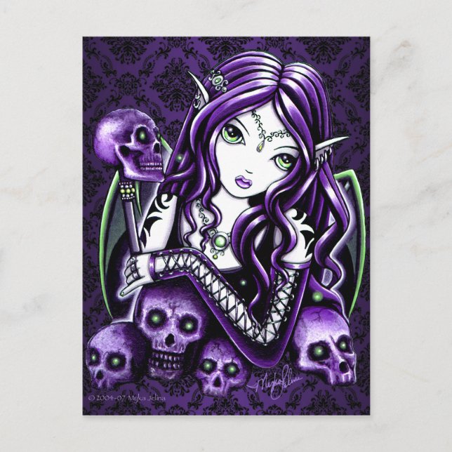 Carte postale Gothique Violet du crâne "Belladonna (Devant)