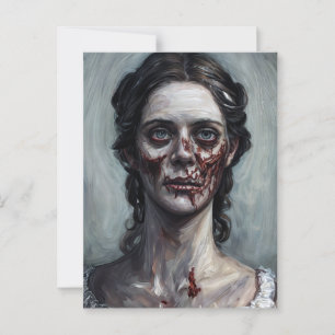 Carte Postale Gothique Zombie femme Horreur Portrait