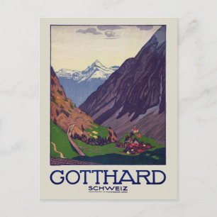 Carte Postale Gotthard Schweiz Suisse Poster vintage 1914