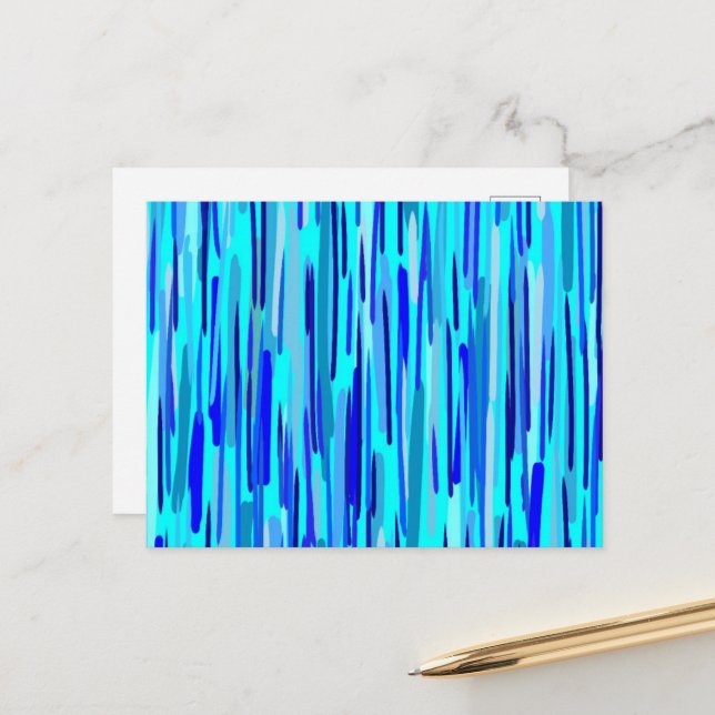 Carte Postale Gouttes de pluie bleues abstraites  (Devant/Arrière en situation)