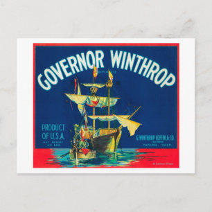 Carte Postale Gouverneur Winthrop Étiquette Apple (rouge) - Yaki