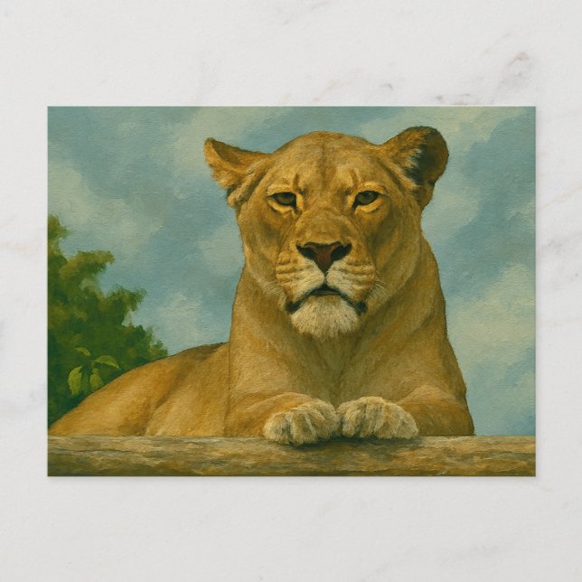 Carte Postale Grace Skybound - Lioness sur la haie (Devant)