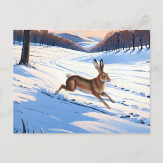 Carte Postale Graceful Bounds of Hare : Full of Winter Joy