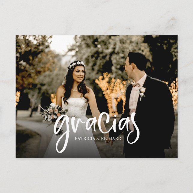 Carte Postale Gracias Cute Mariage Photo Merci (Devant)