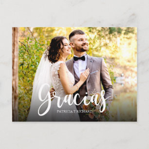 Carte Postale Gracias Photo Mariage élégant Merci espagnol