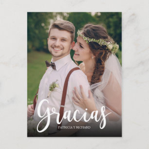 Carte Postale Gracias Photo Mariage élégant Merci espagnol