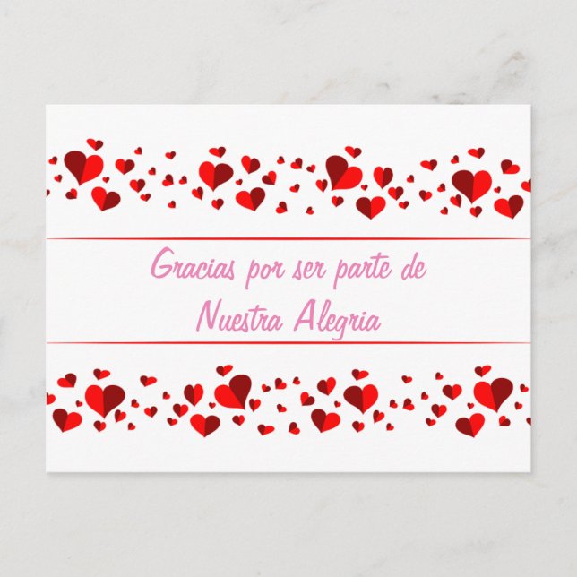 Carte Postale Gracias por ser parte de Nuestra Alegria Note Card (Devant)