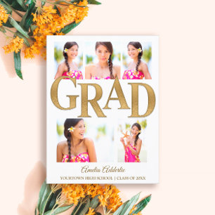 Carte Postale Grad Announcement Invitation White Gold 6 Photo