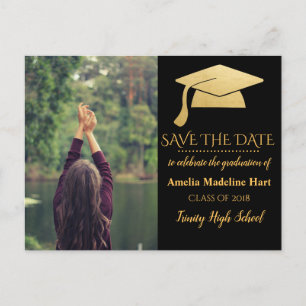Carte Postale Graduate Faux Gold Foil Casquette   Enregistrer La