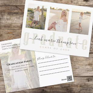 Carte Postale Graduate Gold Calligraphy Script Photo Collage