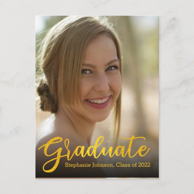 Carte Postale Graduate Gold Script classe photo 2022 Graduation (Devant)