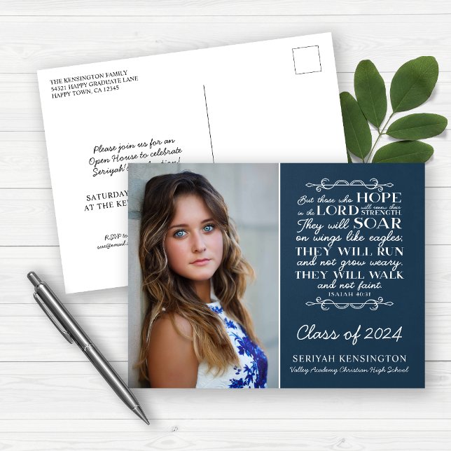 Carte Postale Graduation chrétienne Bible Verse Isaïe 40 Photo (Créateur téléchargé)