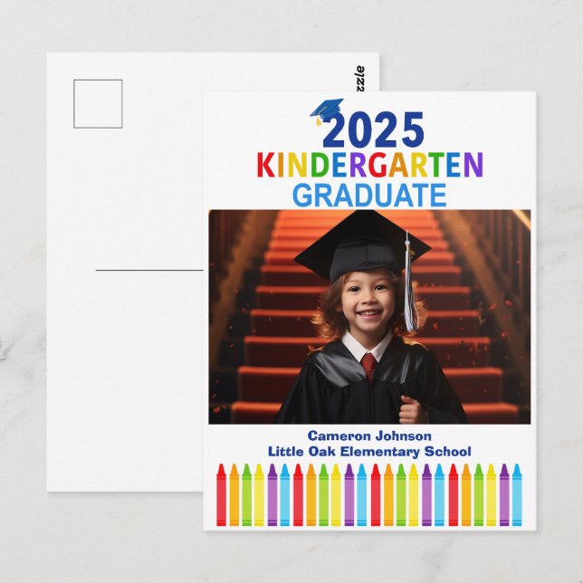 Carte Postale Graduation de la maternelle 2025 Photo sur mesure  (Devant / Derrière)