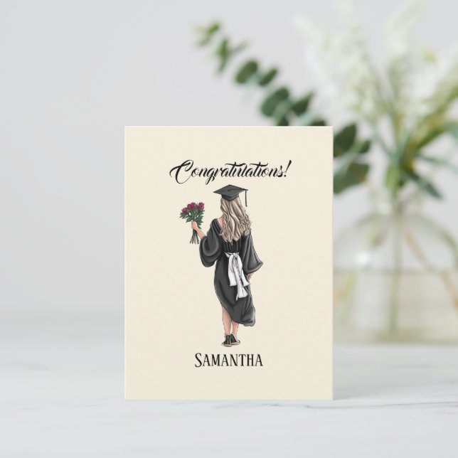 Carte Postale Graduation de l'aquarelle personnalisée (3) (Debout devant)