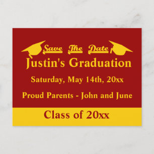 Carte Postale Graduation Enregistrer la date Cardinal et Or