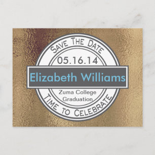 Carte Postale Graduation Gold Shimmer Enregistrer La Date