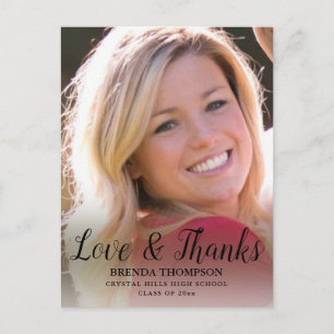 Carte Postale Graduation Love & Thanks Black Script Photo