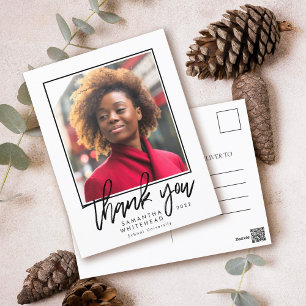 Carte Postale Graduation moderne 2022 Photo Merci blanc