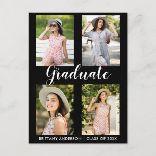Carte Postale Graduation Moderne 4 Invitation Photo Party