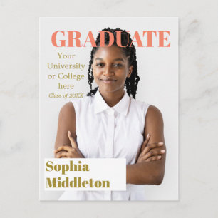 Carte Postale Graduation Moderne Titre Diplôme Photo Postca