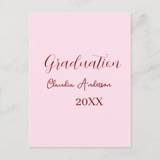 Carte Postale Graduation name class of 20XX mauve calligraphy co