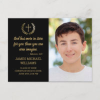 Graduation Party Bible Verse Photo Black Gold