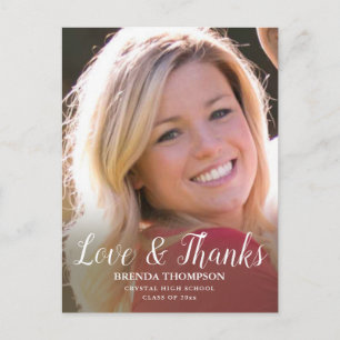 Carte Postale Graduation Photo Love & Merci Black Script