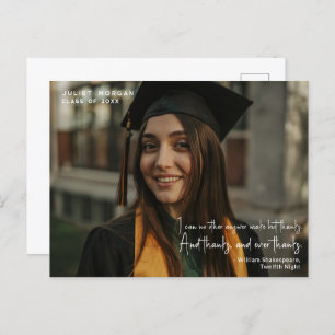 Carte Postale Graduation photo moderne Citation simple Merci